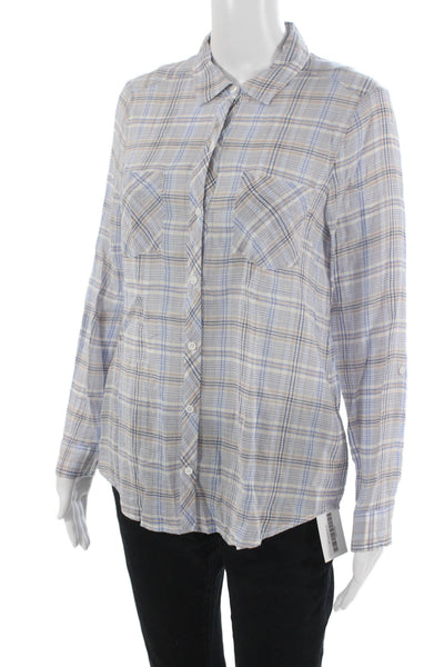 Soft Joie Women Plaid Collared Cotton Button-Up Long Sleeve Maternity Size XS