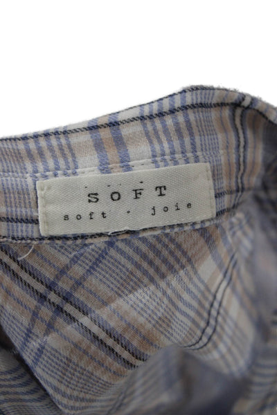 Soft Joie Women Plaid Collared Cotton Button-Up Long Sleeve Maternity Size XS
