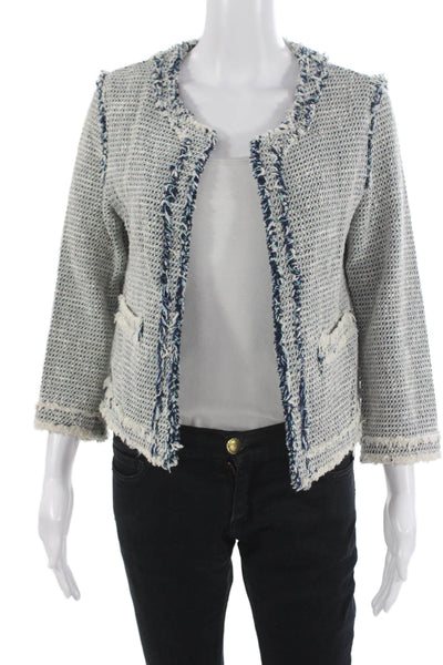 Zara Basic Women Gray Round Neck 3/4 Sleeve Blazer Size S