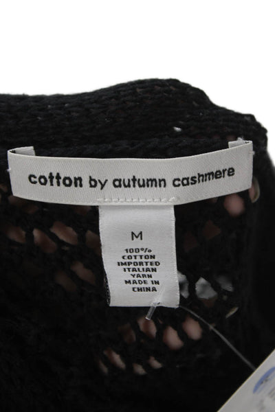 Cotton By Autumn Cashmere Unisex Black Bohemian Cardigan 100% Cotton Size M