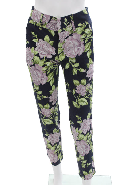 Rag & Bone Womens Ankle Cropped Floral Dark Blue Pants Size S