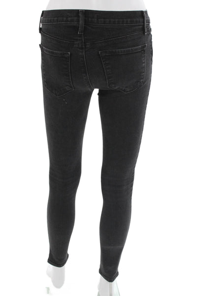J Brand Women Petite Ankle Skinny Jeans Black Mid Rise Button Size 24