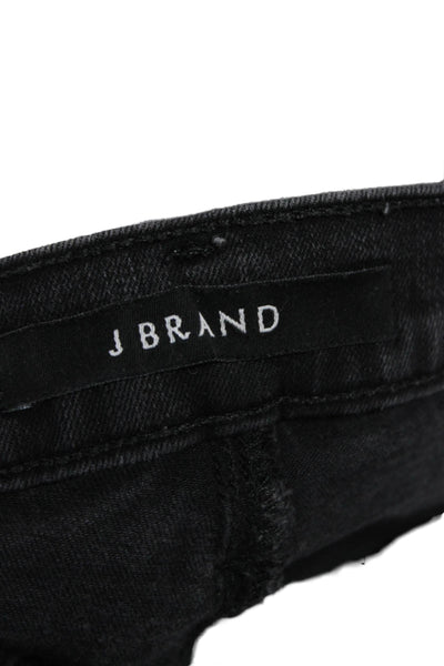 J Brand Women Petite Ankle Skinny Jeans Black Mid Rise Button Size 24