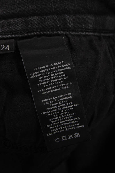 J Brand Women Petite Ankle Skinny Jeans Black Mid Rise Button Size 24