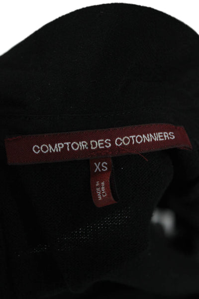 Comptoir Des Cotonniers Womens Black Floral Cotton Sweater Dress 3/4 Size XS