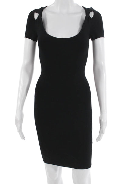 Reiss Women Bodycon Sheath Dress Black Zip Mid Calf Size XS