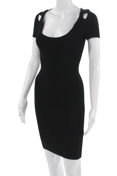 Reiss Women Bodycon Sheath Dress Black Zip Mid Calf Size XS