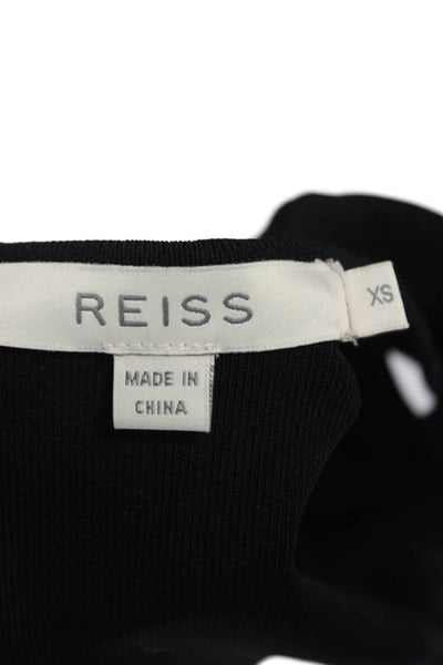 Reiss Women Bodycon Sheath Dress Black Zip Mid Calf Size XS
