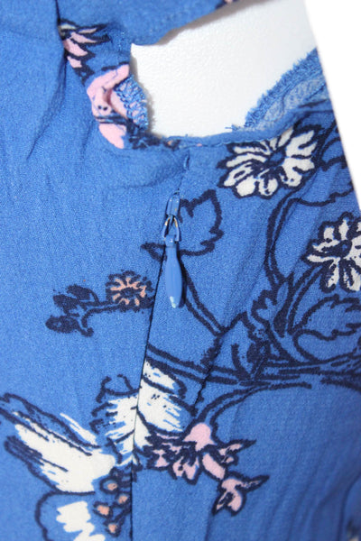 Mink Pink Women Fit & Flare Mini Dress Blue V-Neck Short Sleeve Size XS