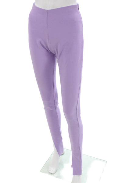 Akep Womens Purple Solid Zip Pants Designer 89% Polyester 11% Elastane Size 40