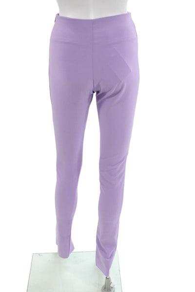 Akep Womens Purple Solid Zip Pants Designer 89% Polyester 11% Elastane Size 40