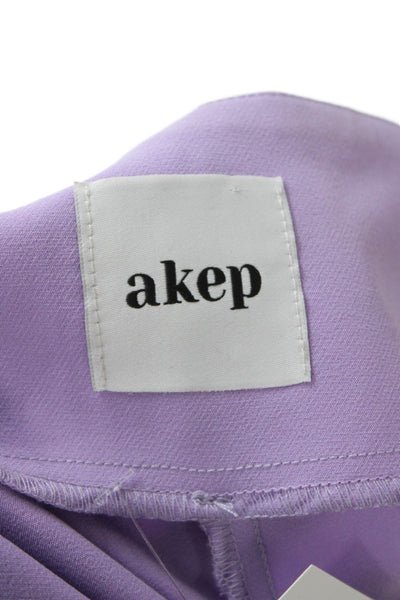 Akep Womens Purple Solid Zip Pants Designer 89% Polyester 11% Elastane Size 40