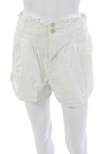 Free People Unisex White Cotton Button Shorts Beach Size S