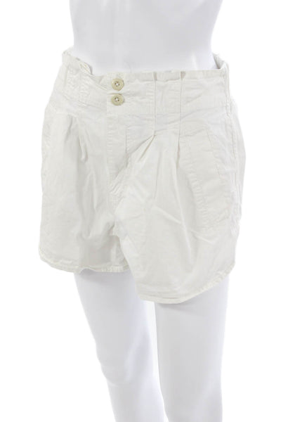 Free People Unisex White Cotton Button Shorts Beach Size S