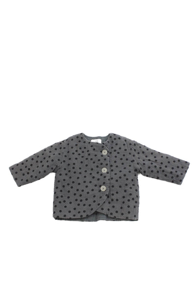 Zara Girls Polka Dote Button Up Jacket Gray Size 2-3