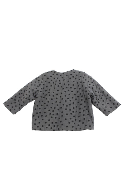 Zara Girls Polka Dote Button Up Jacket Gray Size 2-3
