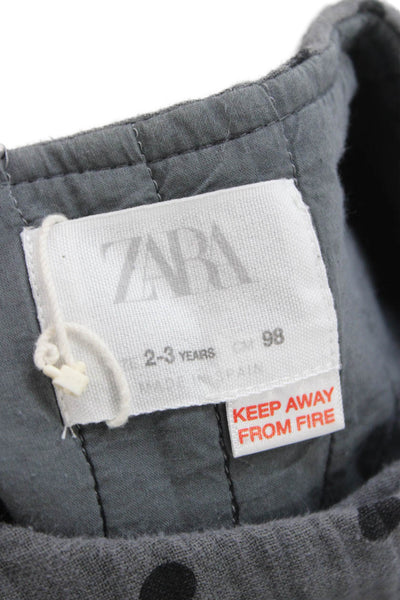 Zara Girls Polka Dote Button Up Jacket Gray Size 2-3