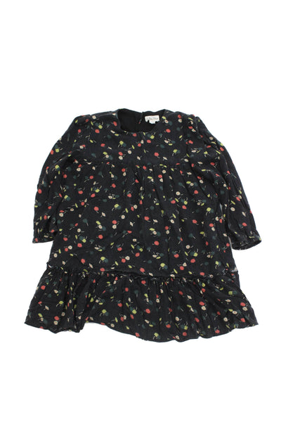 Le Petit Coco Girls Floral Long Sleeve Dress Black Size 6-7