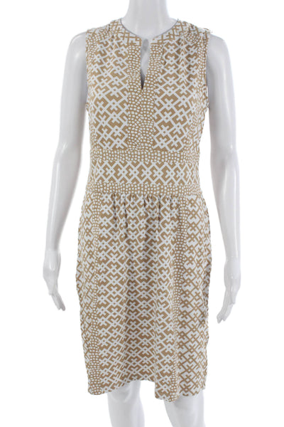 J. Mclaughlin Womens Sheath Dress Beige Aztec Sleeveless Size M