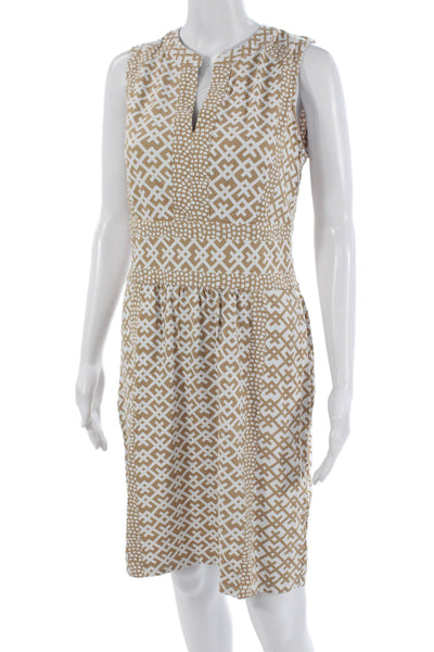 J. Mclaughlin Womens Sheath Dress Beige Aztec Sleeveless Size M