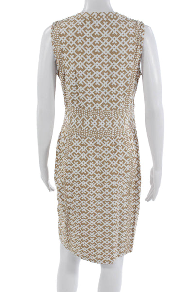J. Mclaughlin Womens Sheath Dress Beige Aztec Sleeveless Size M