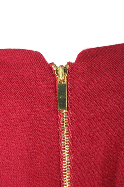 Elie Tahari Women Sheath Dress Red Sleeveless Square Neck Short Wool Size 10