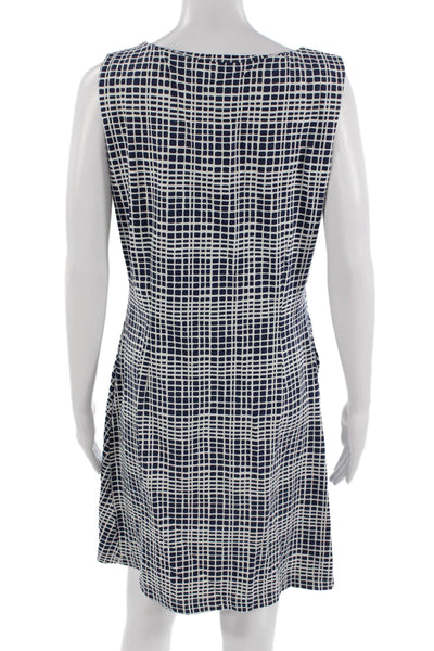 J. Mclaughlin Women Dark Blue Geometric Shift Dress Sleeveless Size L