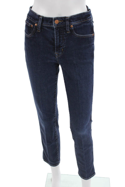 J Crew Womens Skinny Ankle Cropped Jeans Dark Blue Mid Rise Button Size 26