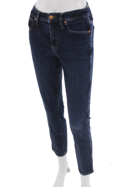 J Crew Womens Skinny Ankle Cropped Jeans Dark Blue Mid Rise Button Size 26
