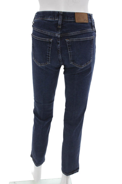 J Crew Womens Skinny Ankle Cropped Jeans Dark Blue Mid Rise Button Size 26