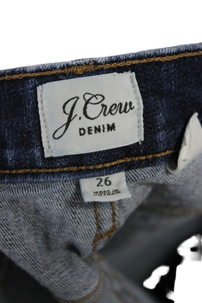 J Crew Womens Skinny Ankle Cropped Jeans Dark Blue Mid Rise Button Size 26