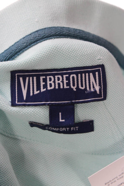 Vilebrequin Mens Light Blue Cotton Collared Polo Short Sleeve Size L