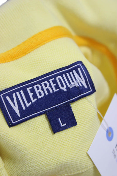 Vilebrequin Unisex Yellow Cotton Collared Short Sleeve Polo Beach Size L