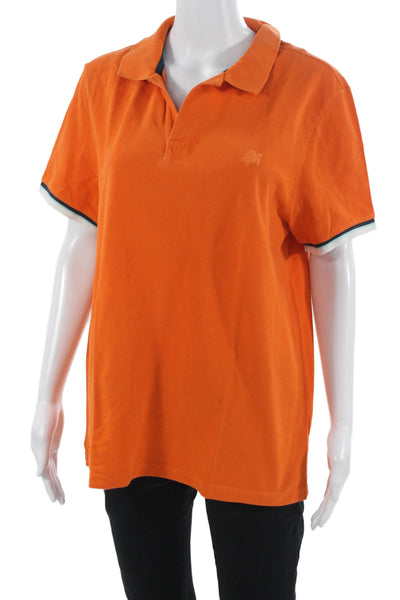 Vilebrequin Mens Collared Polo Short Sleeve Orange Cotton Snap Size L