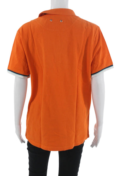 Vilebrequin Mens Collared Polo Short Sleeve Orange Cotton Snap Size L