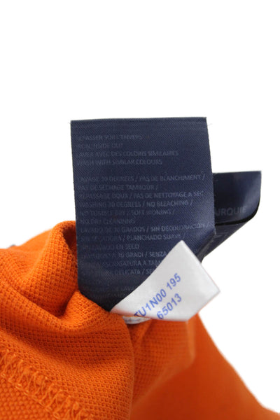 Vilebrequin Mens Collared Polo Short Sleeve Orange Cotton Snap Size L