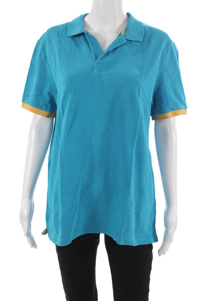 Vilebrequin Mens Blue Cotton Collared Short Sleeve Polo Beach Size L