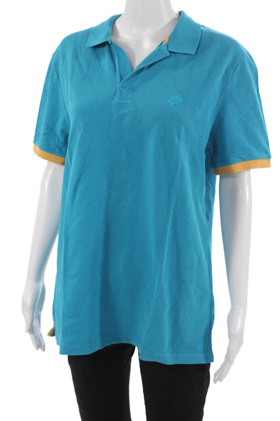 Vilebrequin Mens Blue Cotton Collared Short Sleeve Polo Beach Size L