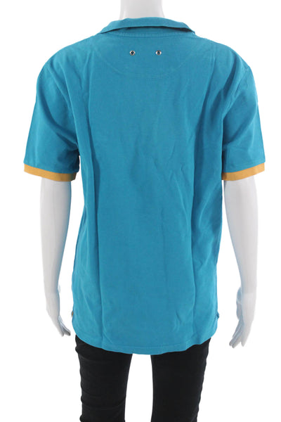 Vilebrequin Mens Blue Cotton Collared Short Sleeve Polo Beach Size L