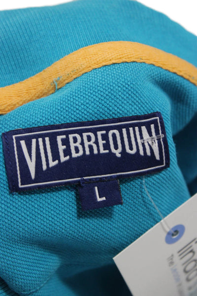 Vilebrequin Mens Blue Cotton Collared Short Sleeve Polo Beach Size L