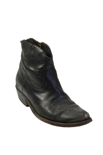 Golden Goose Womens Leather Pointed Toe Ankle Boots Shoes Black Size 6