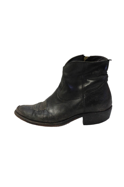 Golden Goose Womens Leather Pointed Toe Ankle Boots Shoes Black Size 6