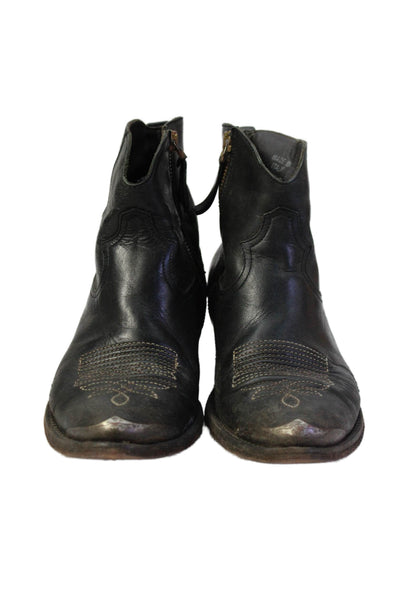 Golden Goose Womens Leather Pointed Toe Ankle Boots Shoes Black Size 6