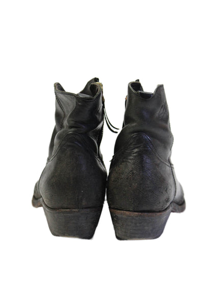 Golden Goose Womens Leather Pointed Toe Ankle Boots Shoes Black Size 6