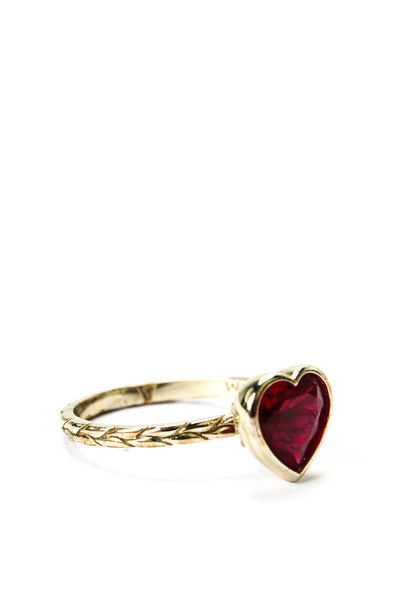 Melinda Maria Womens Gold Tone Red Cubic Zirconia Heart Ring Sz 7
