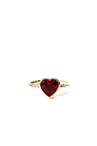 Melinda Maria Womens Gold Tone Red Cubic Zirconia Heart Ring Sz 7