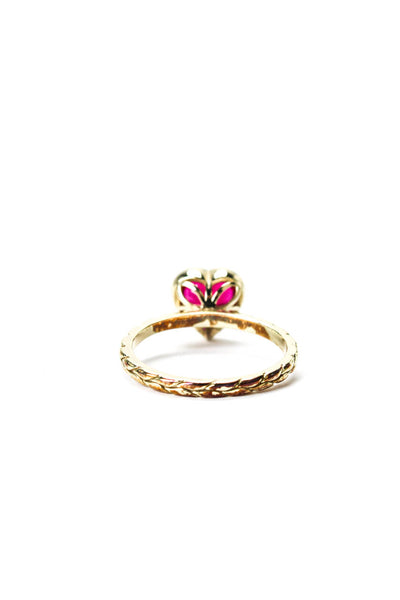 Melinda Maria Womens Gold Tone Red Cubic Zirconia Heart Ring Sz 7