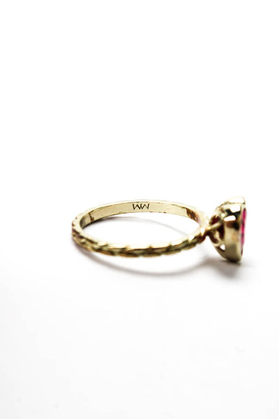 Melinda Maria Womens Gold Tone Red Cubic Zirconia Heart Ring Sz 7