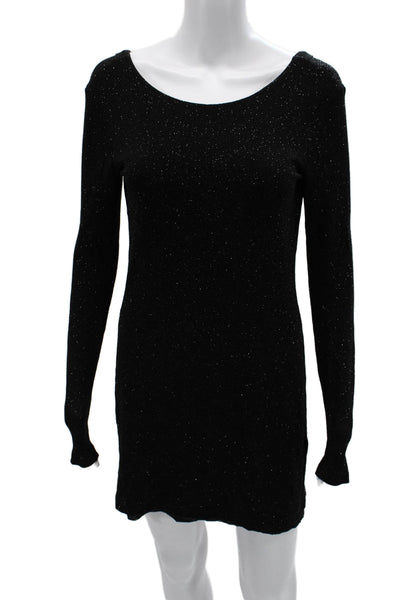 Parker Women Bodycon Sweater Dress Black Silk Long Sleeve Short Size S