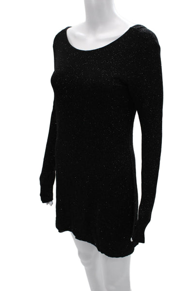 Parker Women Bodycon Sweater Dress Black Silk Long Sleeve Short Size S